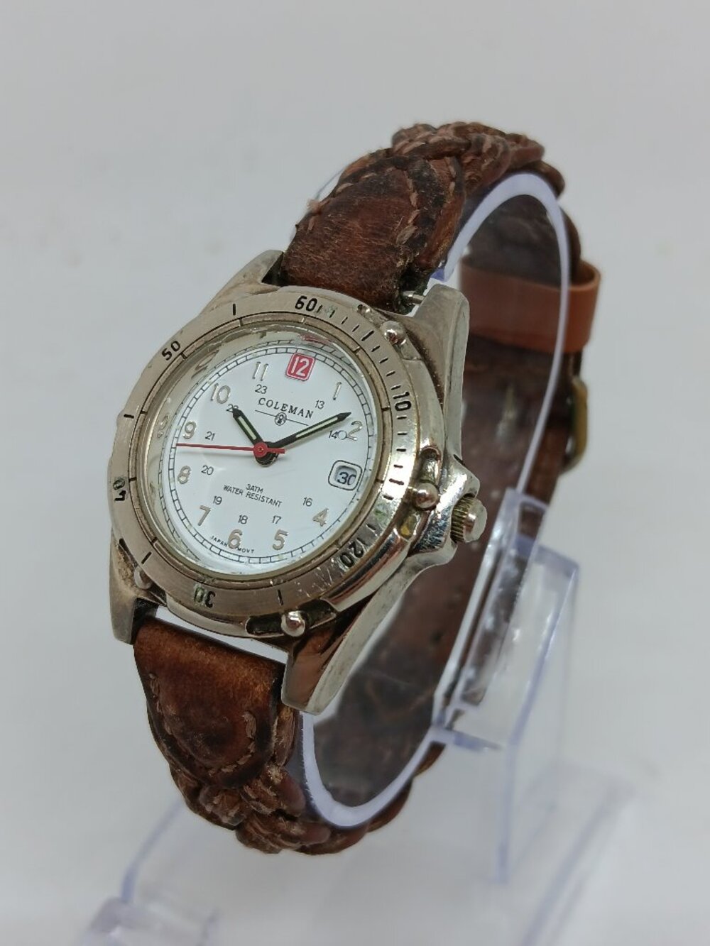 Coleman 40-014 Women's 29mm White Dial Silver Tone Date Watch NEW BATTERY
